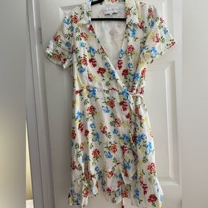 100% Linen Floral Wrap Dress